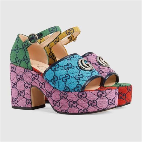 gucci women's platform sandals|Gucci platform sandals colorful.